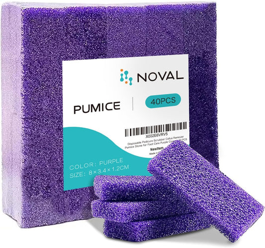 Pumice Stone for Feet Scrubber Dead Skin Disposable Foot Pumice Foot Callus Remover Pedicure Tools Purple Pumice Sponge Nail Salon Home Use,40 PCS