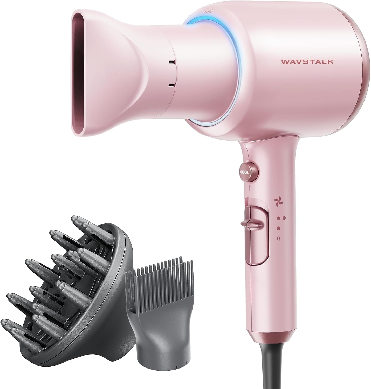 Professional Hair Dryer with Diffuser 1875W Power Dryer, Blow Dryer Ionic Hair Dryer for Women with Constant Temperature, Fast Drying &Low Noise, Millennial Pink