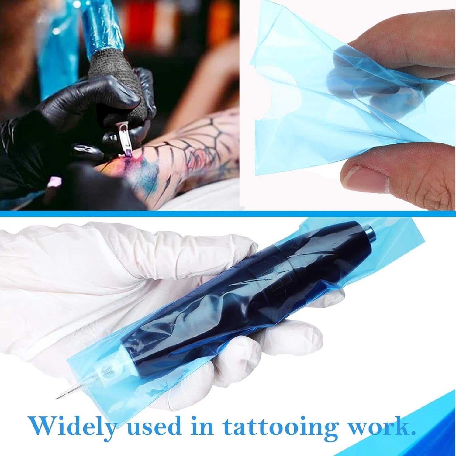 Large Machine Pen Covers with Grip Wraps,  200Pcs Tattoo Machine Covers and 4Pcs Tattoo Grip Tape Tattoo Pen Covers Grip Covers Tattoo Pen Sleeves Combination Tattoo Supplies