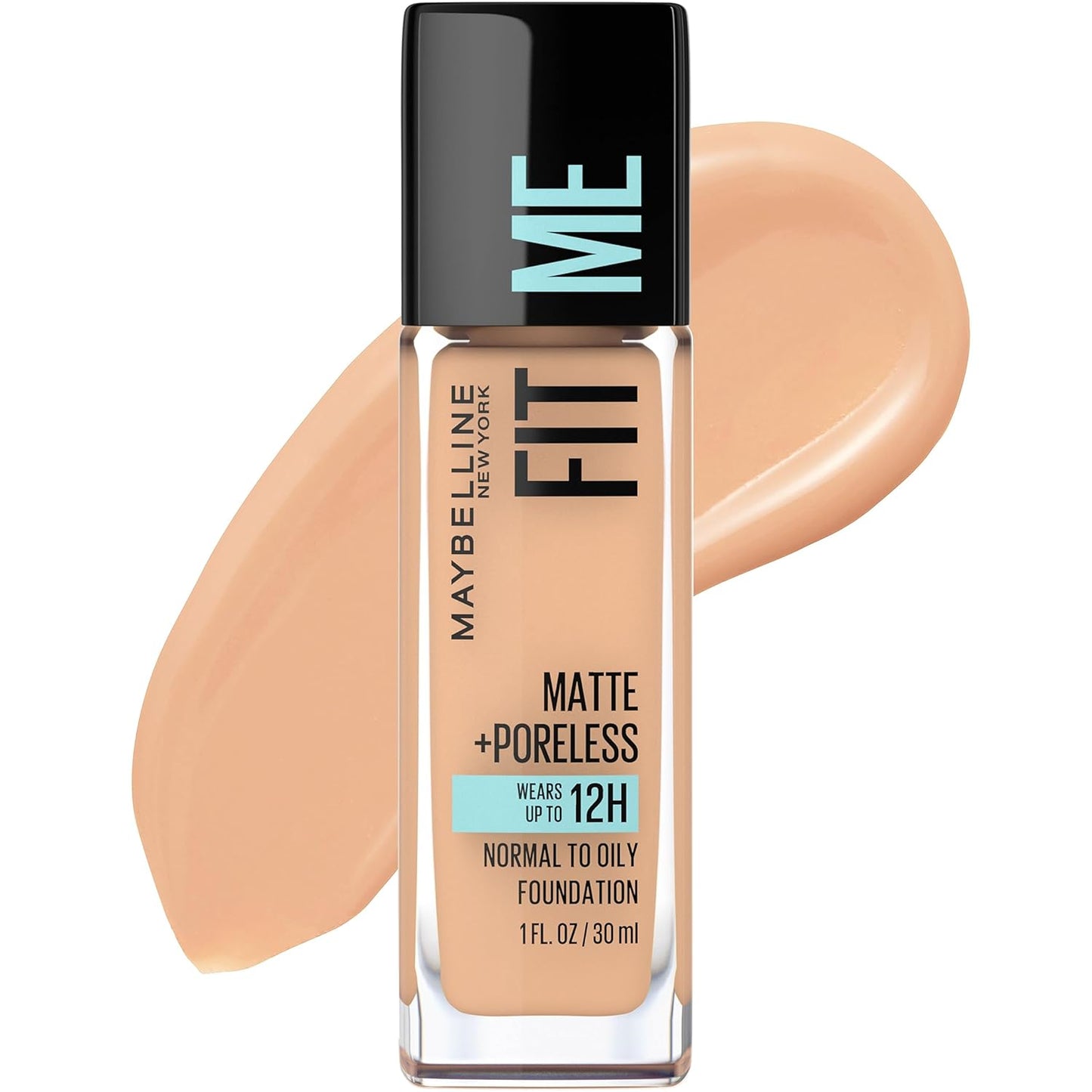 Fit Me Matte + Poreless Liquid Oil-Free Foundation Makeup, Warm Nude, 1 Count (Packaging May Vary)