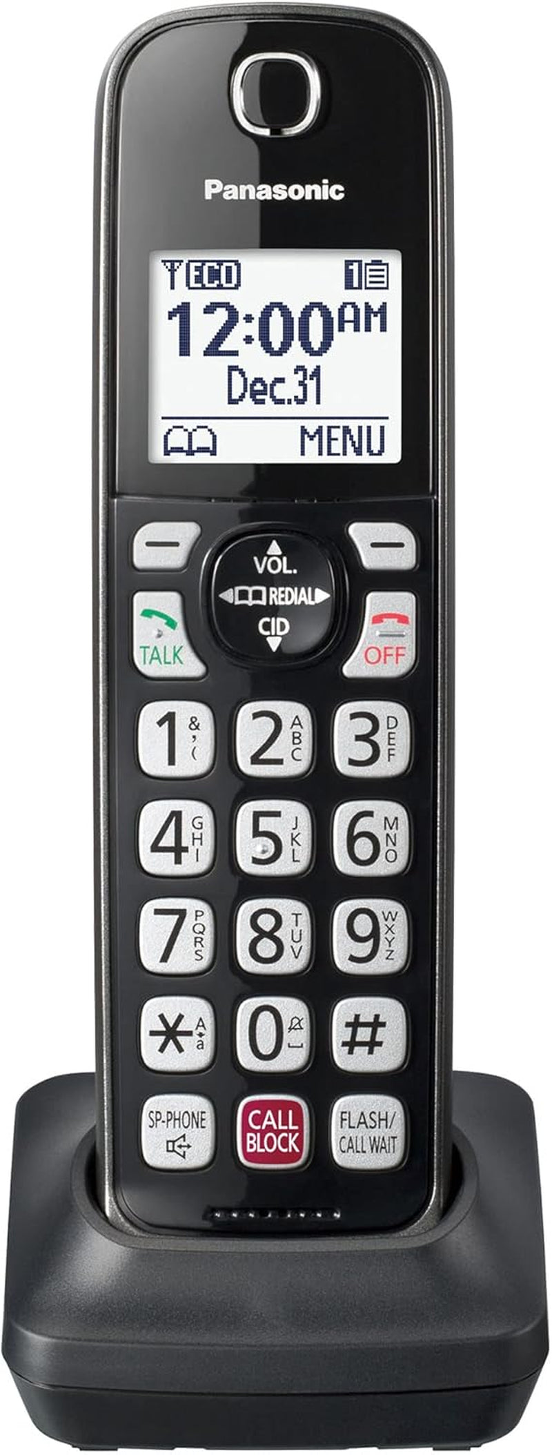 Cordless Phone with Answering Machine, Advanced Call Block, Bilingual Caller ID and Easy to Read High-Contrast Display, Expandable System with 2 Handsets - KX-TGD832M (Metallic Black)