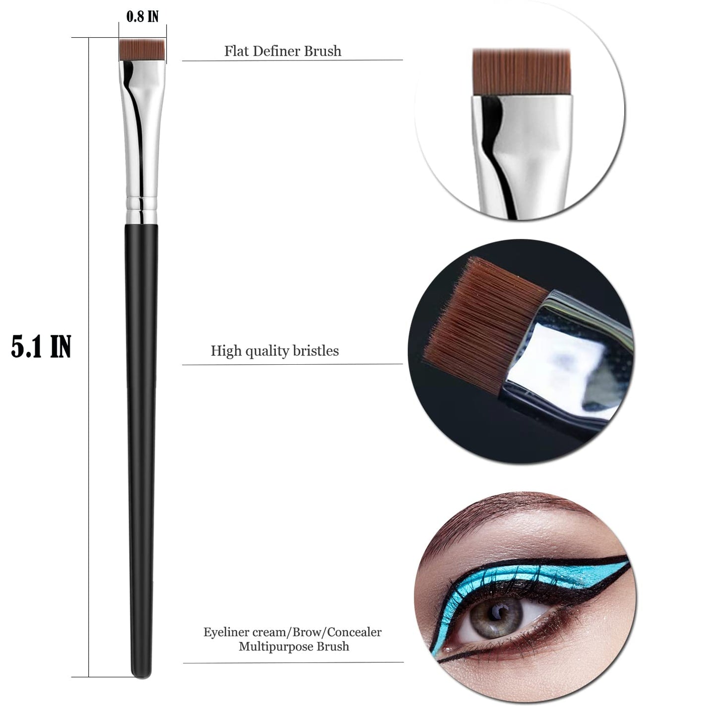 Fine Angled Eyeliner Brush,  Ultra Thin Precision Eyeliner Makeup Brushes Set, Fine Point Eyeliner Brush, Synthetic Bristles Eye Makeup Tool (3 Pcs)