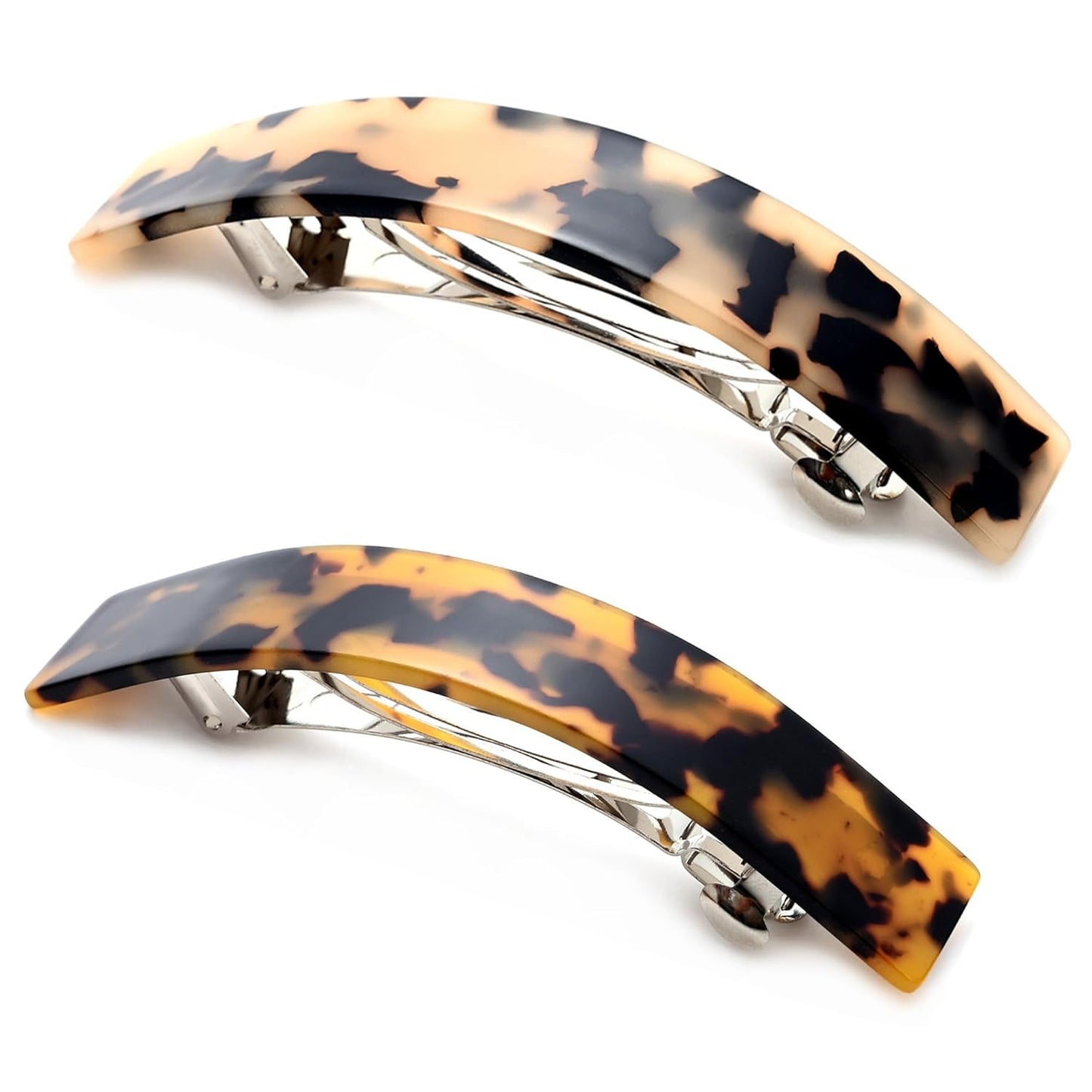 2PCS French Design Hair Barrette Tortoise Shell Celluloid Rectangle Hair Clips for Women