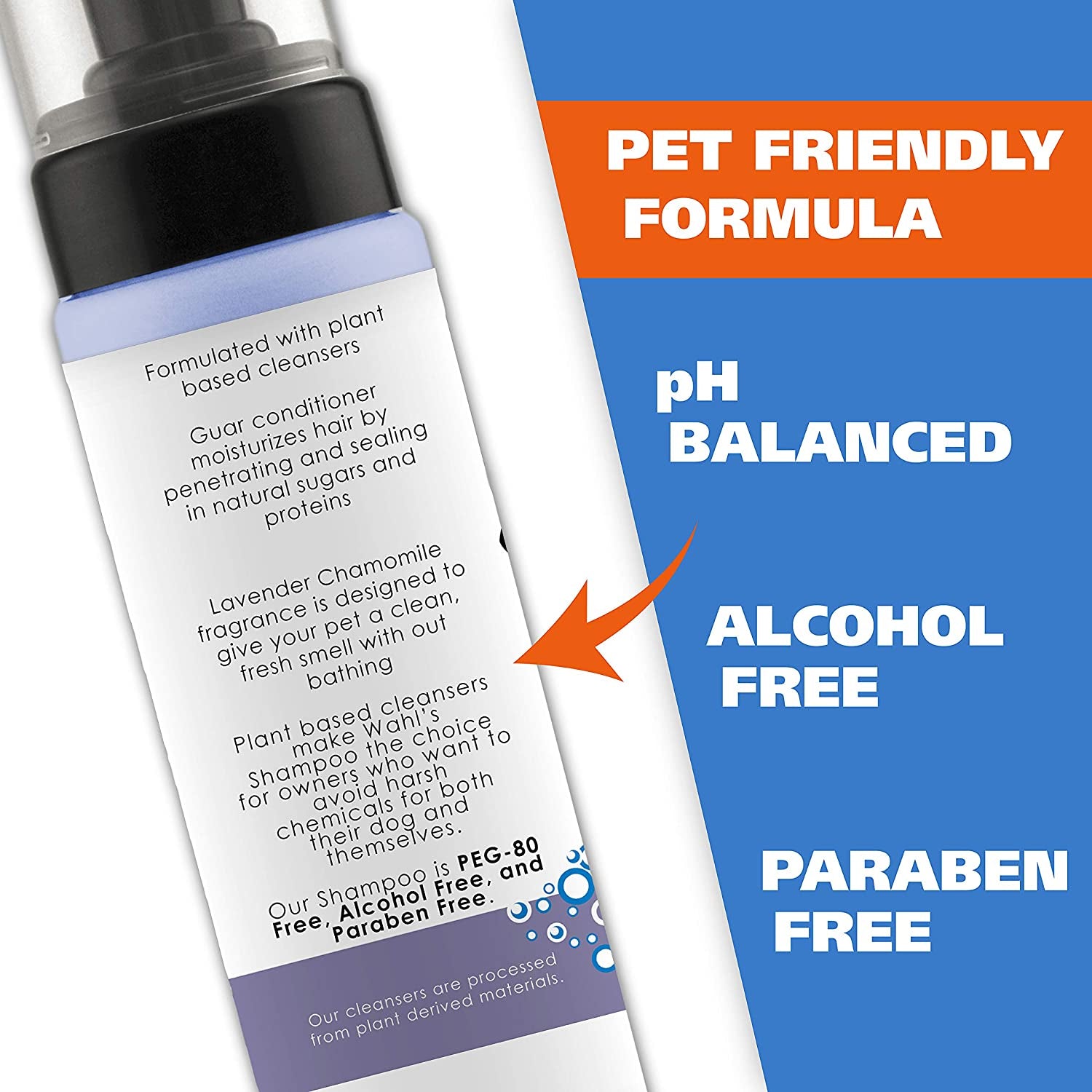 USA Pet Friendly Waterless No Rinse Shampoo for Animals – Lavender & Chamomile for Cleaning, Conditioning, Detangling, & Moisturizing Dogs & Cats – 7.1 Oz - Model 820014A