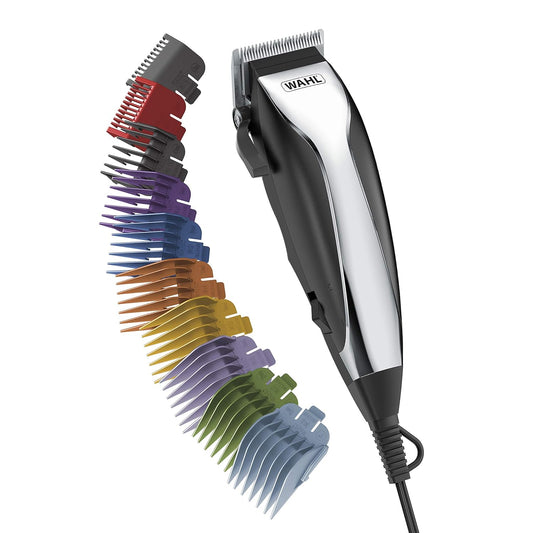 Home Haircutting Corded Clipper Kit with Adjustable Taper Lever, and 10 Color Coded Guards for Easy Clipping & Trimming - Model 79722