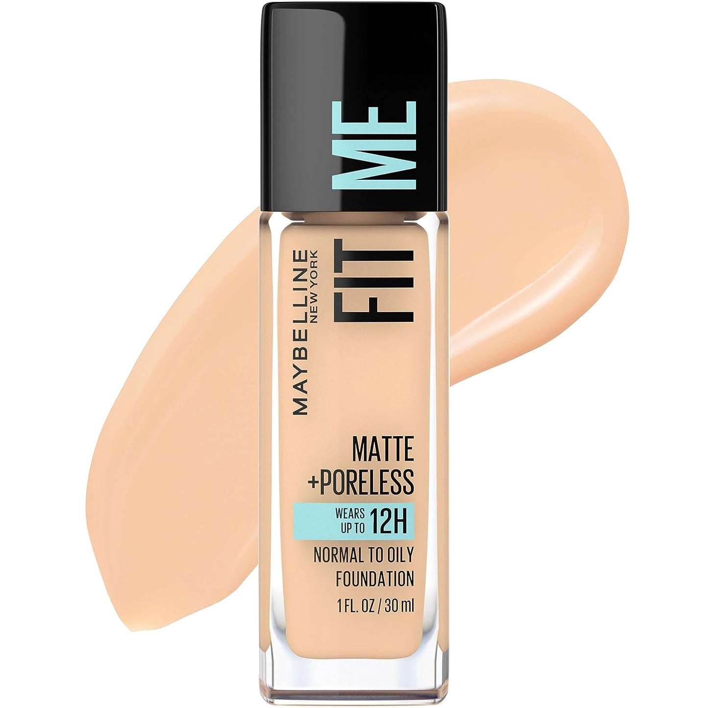 Fit Me Matte + Poreless Liquid Oil-Free Foundation Makeup, Warm Nude, 1 Count (Packaging May Vary)