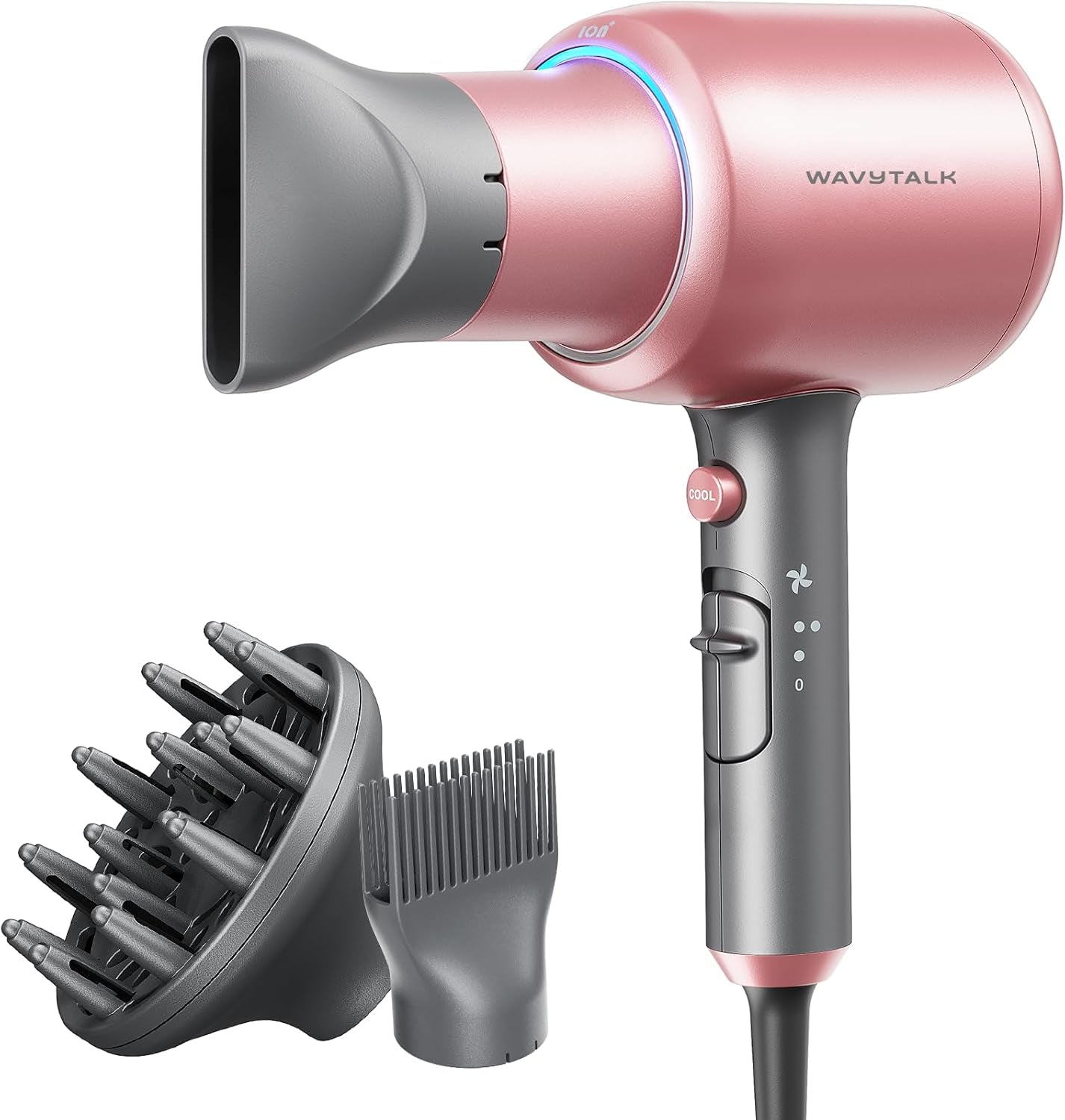 Professional Hair Dryer with Diffuser 1875W Power Dryer, Blow Dryer Ionic Hair Dryer for Women with Constant Temperature, Fast Drying &Low Noise, Millennial Pink