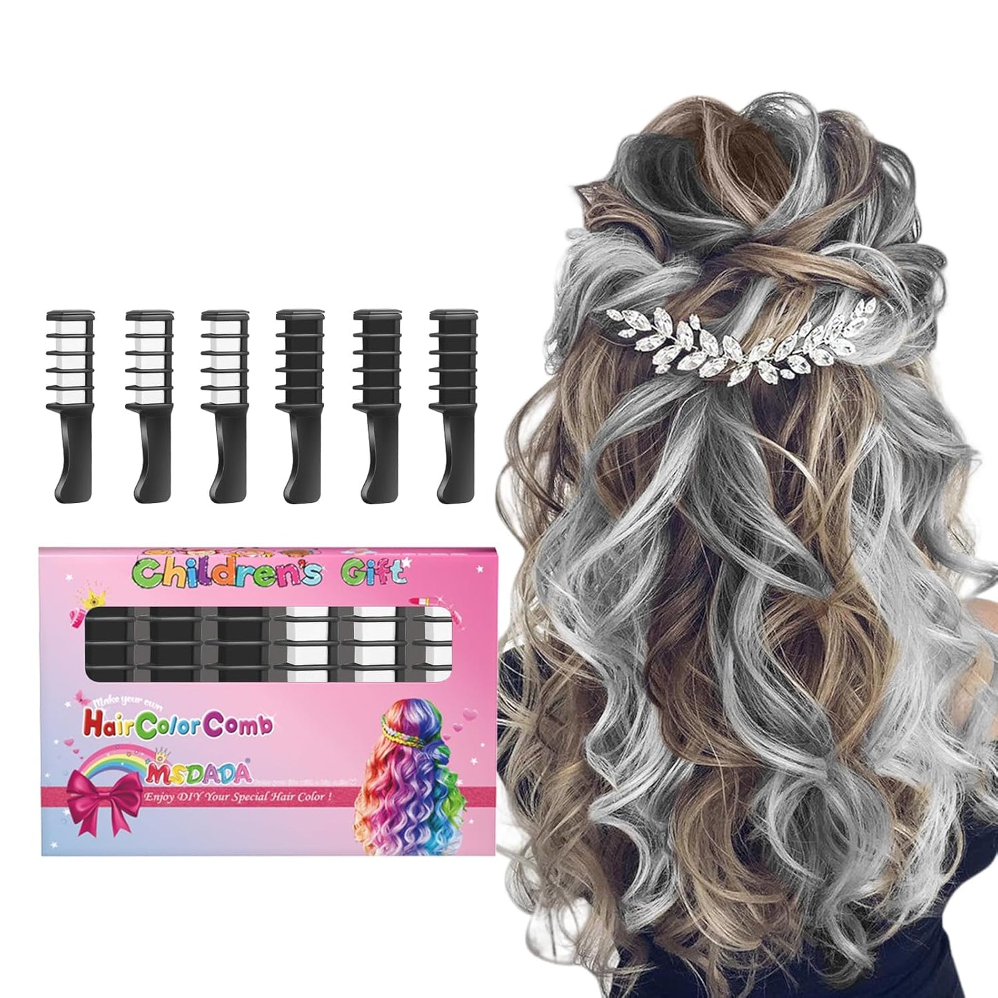 New Hair Chalk Comb Temporary Hair Color Dye for Girls Kids, Washable Hair Chalk for Girls Age 4 5 6 7 8 9 10-12 Birthday Christmas New Year Cosplay Hair DIY Party