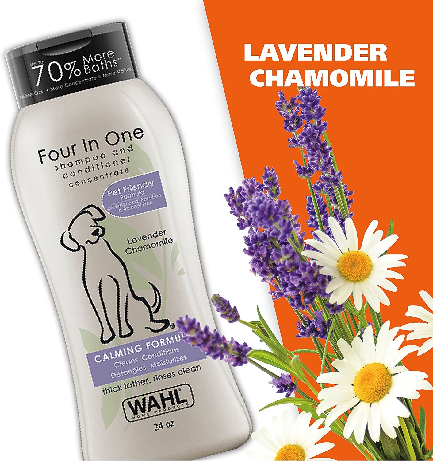 USA 4-In-1 Calming Pet Shampoo for Dogs – Cleans, Conditions, Detangles, & Moisturizes with Lavender Chamomile - Pet Friendly Formula - 24 Oz - Model 820000A