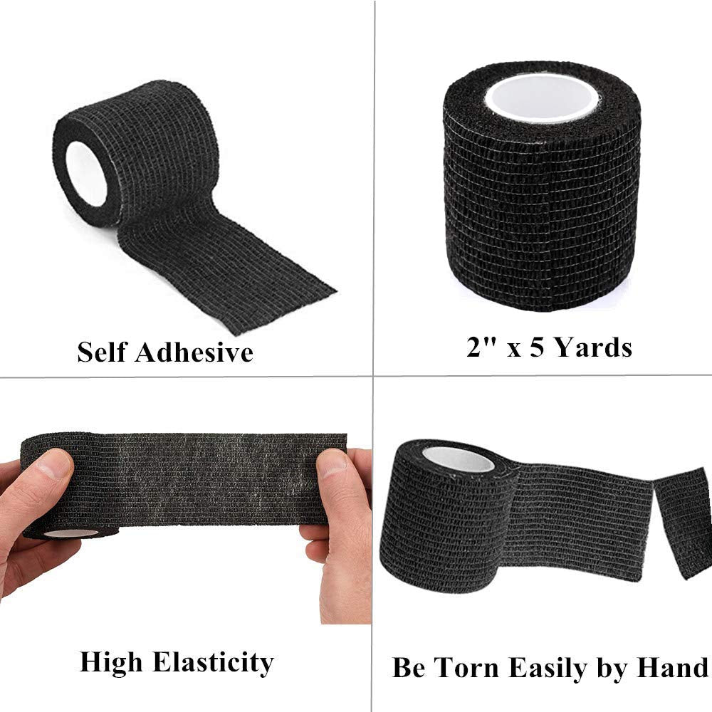 Tattoo Grip Tape Wrap Cover -  6Pcs 2" X 5 Yards Tattoo Machine Tape Cohesive Elastic Bandage Rolls Self-Adherent Tape for Grip Tube Accessories Sports Tape