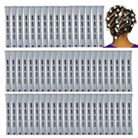 Perm Rods,60 Pcs Hair Rollers for Natural Hair Long Short Hair Styling Tool Hair Curlers Small Size 0.59 Inch Gray Color