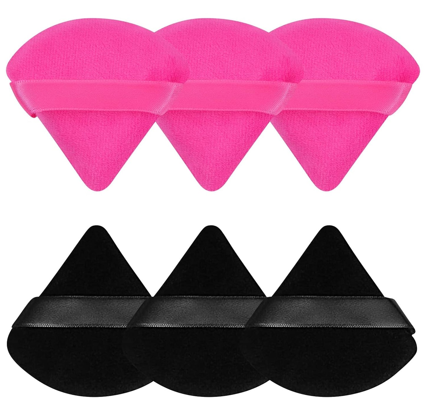 6 Pcs Powder Puff Face Soft Triangle Makeup Puff Velour Makeup Sponge Beauty Blender for Loose Powder Stocking Stuffers for Women (Black)