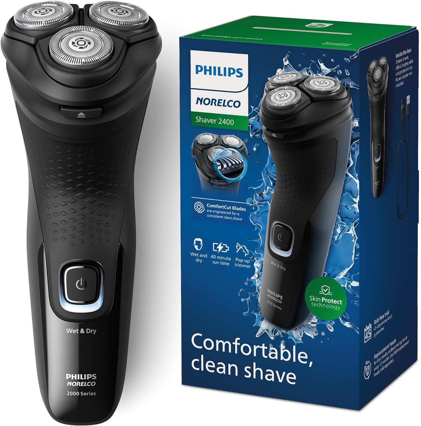 Shaver 2400, Rechargeable Cordless Electric Shaver with Pop-Up Trimmer, X3001/90