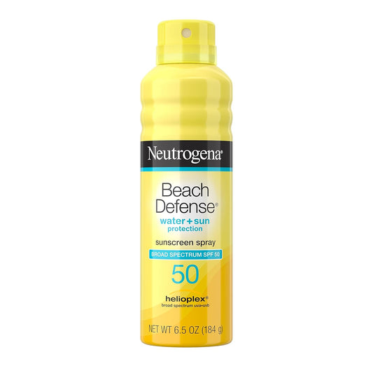 Beach Defense Body Spray Sunscreen with Broad Spectrum SPF 50, Shields against UVA and UVB Rays, Water Resistant and Oil Free Sun Protection, Oxybenzone Free and Fast Drying, 6.5 OZ