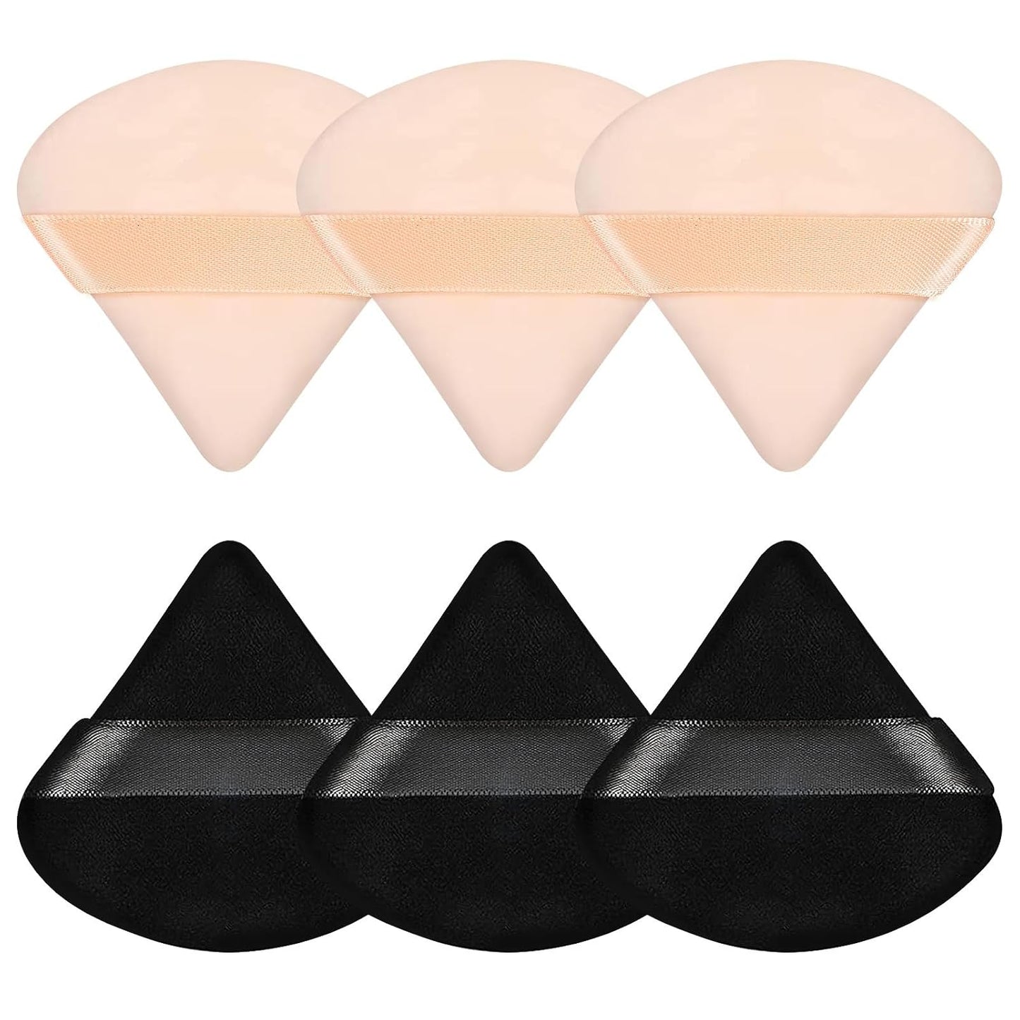 6 Pcs Powder Puff Face Soft Triangle Makeup Puff Velour Makeup Sponge Beauty Blender for Loose Powder Stocking Stuffers for Women (Black)