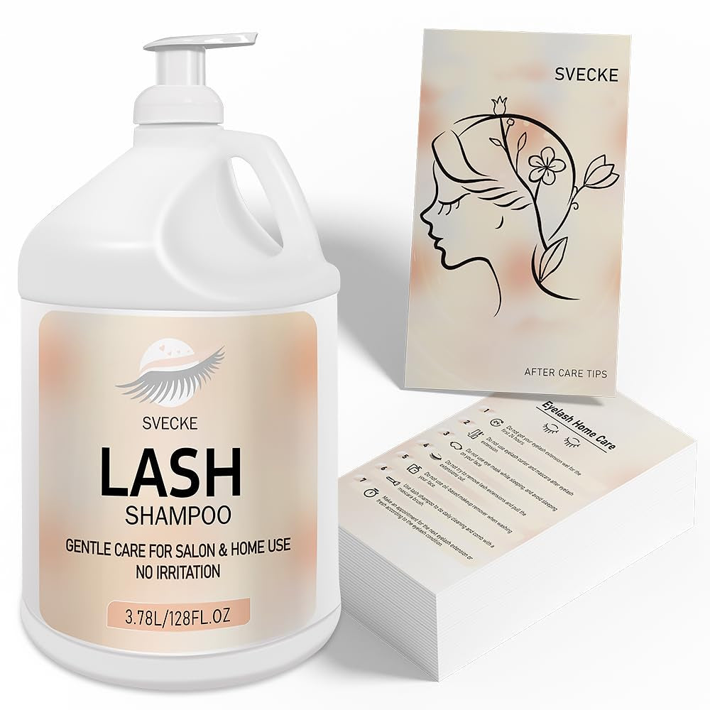 Lash Shampoo Kit for Eyelash Extension, Eyelash Shampoo 2 Fl.Oz / 60Ml, Eyelash Extension Cleanser, Lash Eyelid Foam Cleaning Kit for Salon Use and Home Use (Peach)