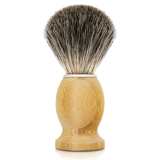 Hand Crafted Pure Badger Shaving Brush for Wet Shave, Comfortable Bamboo Handle, Soft Bristle, Best Gift for Bearded Man