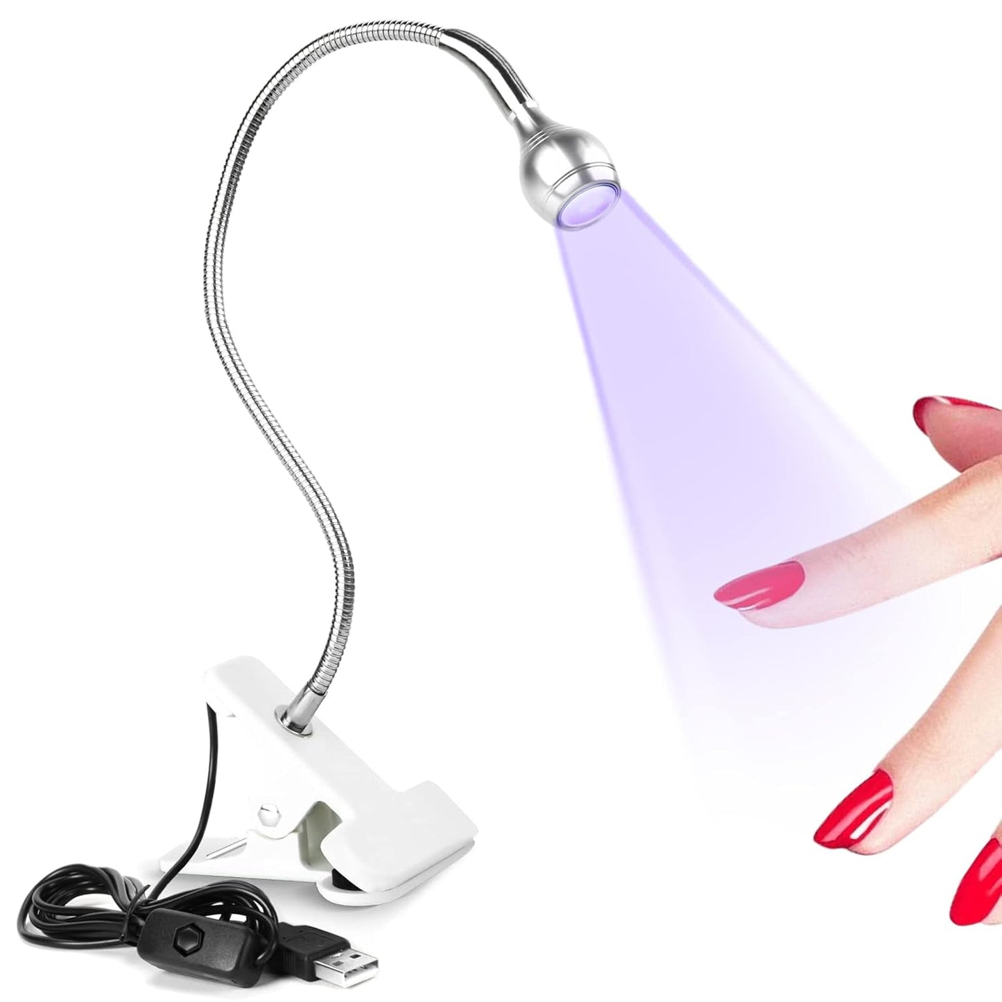 U V LED Nail Lamp – Mini Led Nail Lamp Gel X Lamp for Nails with Securing Clip Rotatable Led Light for Nails for Curing Gel Polish U V Nail Gels Manicure Home DIY, Black