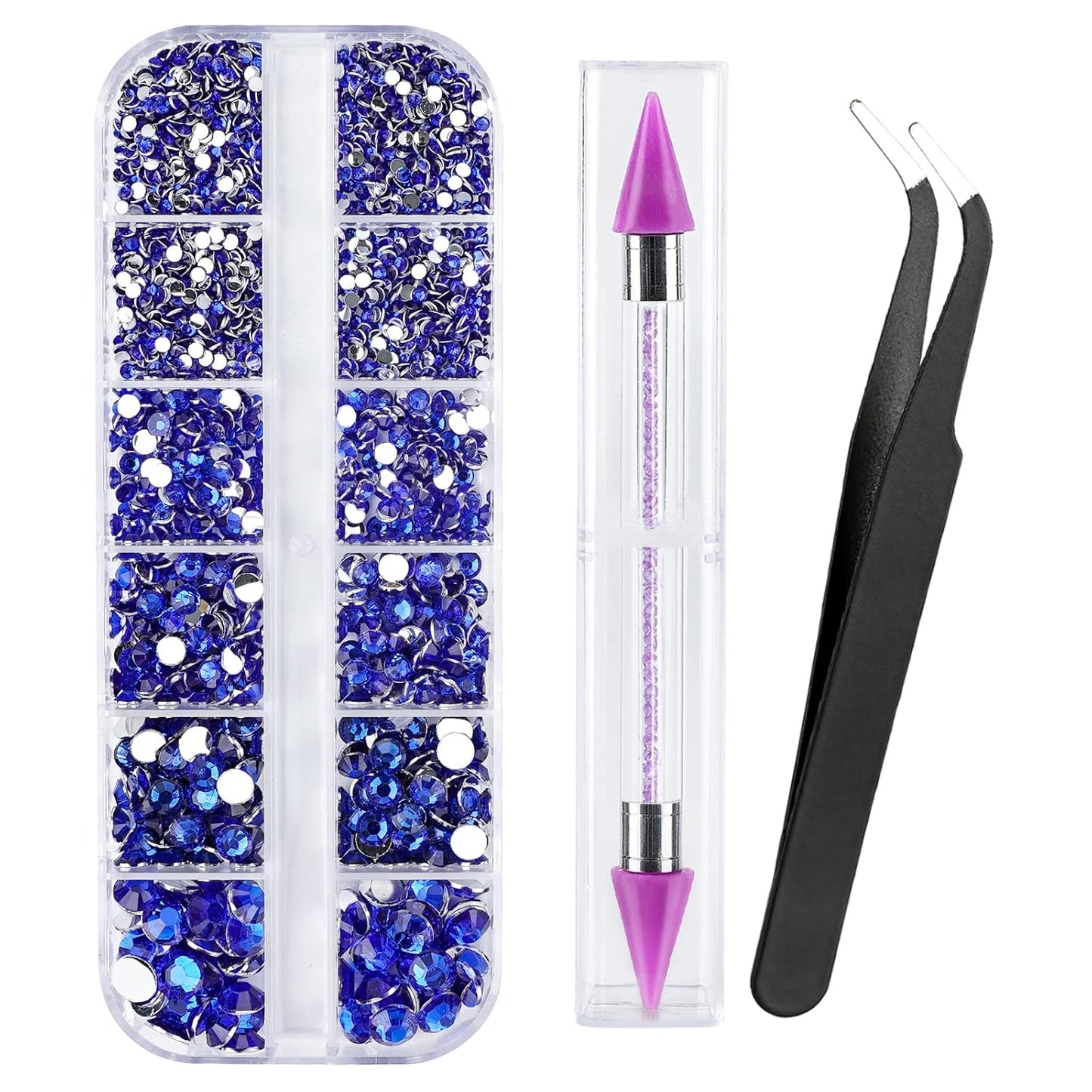 2784PCS Rhinestones Crystal AB Rhinestones for Nail with 5Pcs 3Ml B7000 Jewelry Glue and Pick up Tweezers and Nail Rhinestone Picker, Nail Art Tools,Stocking Stuffers Gifts for Women