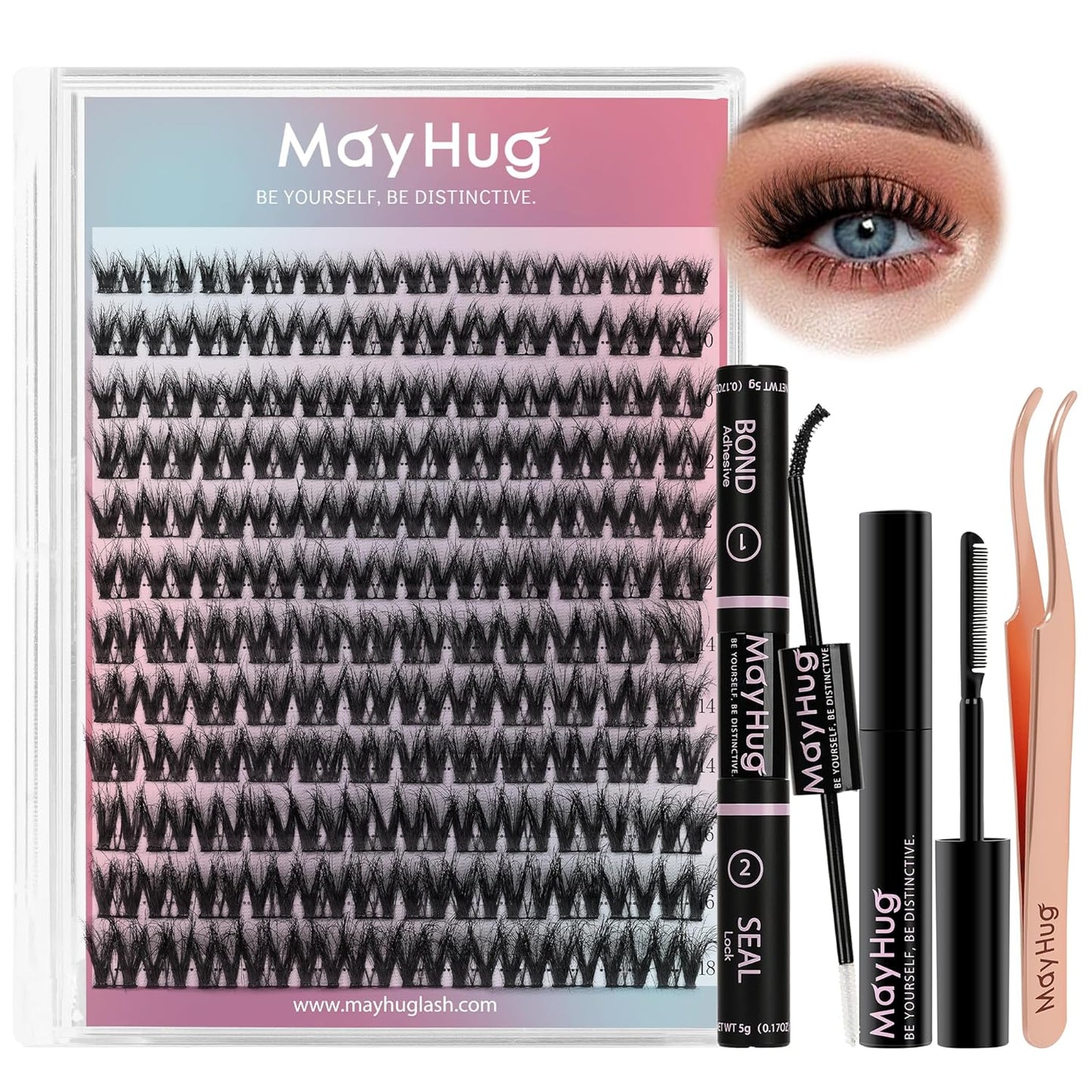 Lash Clusters DIY Eyelash Extensions 144 Clusters Lashes D Curl 3D Eyelash Clusters Extensions Fluffy Wispy Lashes Cluster Fluffy Effect & Ultra-Soft & Super Light & DIY at Home (Prism)