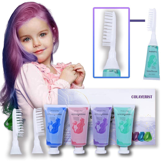 Hair Color Wax for Girls, 4 PCS Temporary Hair Dye in Green, Blue, Pink, Purple, Washable Hair Chalk Kit for Kids & Adults, Great Gifts for 6-13 Year Old Girls Birthday