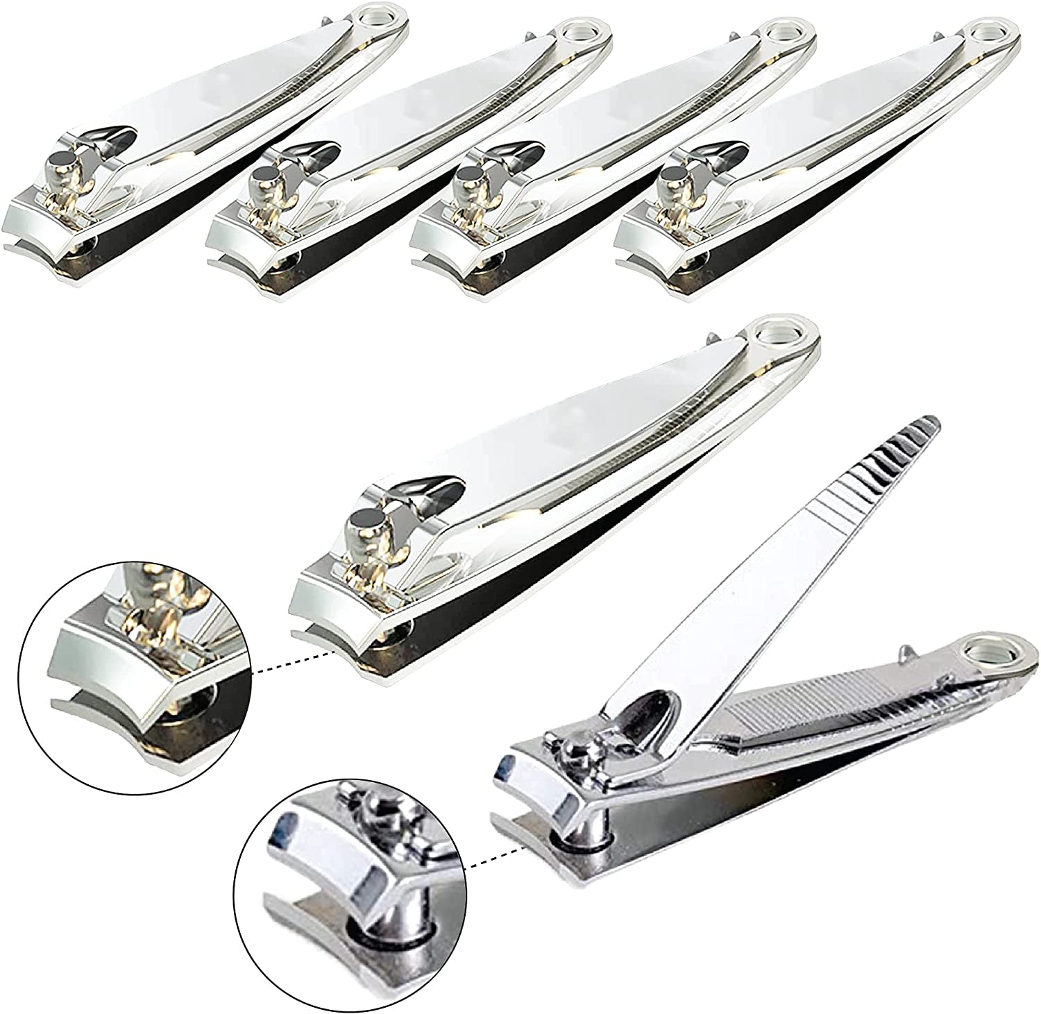 (6 Pack) Toe Nail Clippers Toenail Clippers and Fingernail Clipper Set, Premium Stainless Steel Ultra Sharp Sturdy Curved Edge Cutter Trimmer Finger Nail Clip for Adults Men Women Nail Cleaner