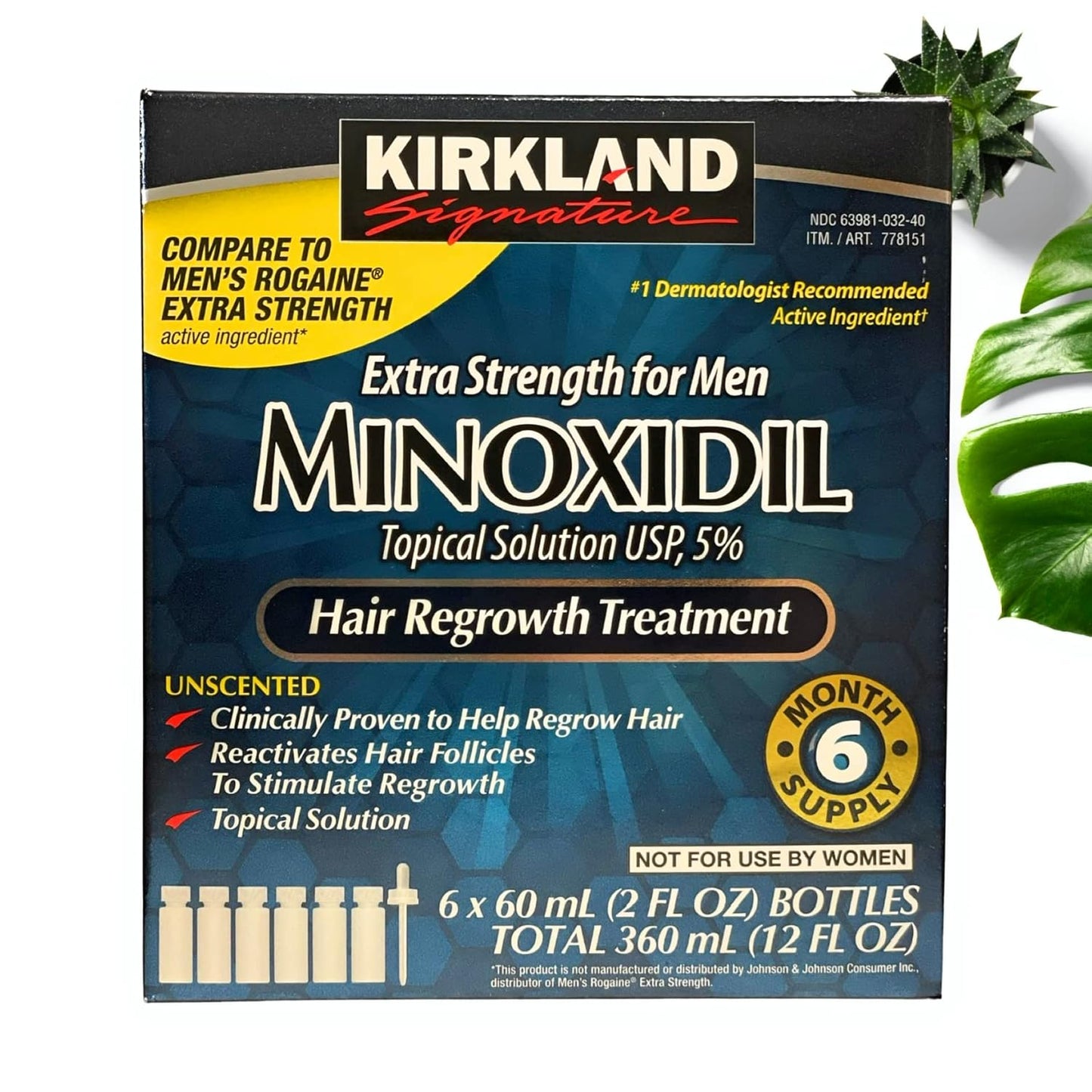 6 Months  Minoxidil 5% Extra Strength Hair Loss Regrowth Treatment Men, 12 Fl Oz (Pack of 6)