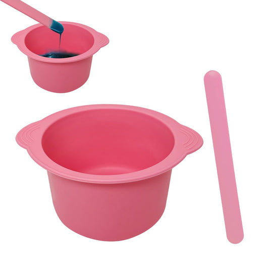 Silicone Wax Bowl for Hair Removal, Reusable Non-Stick Wax Pot Liner with Wax Spatula (Pink)