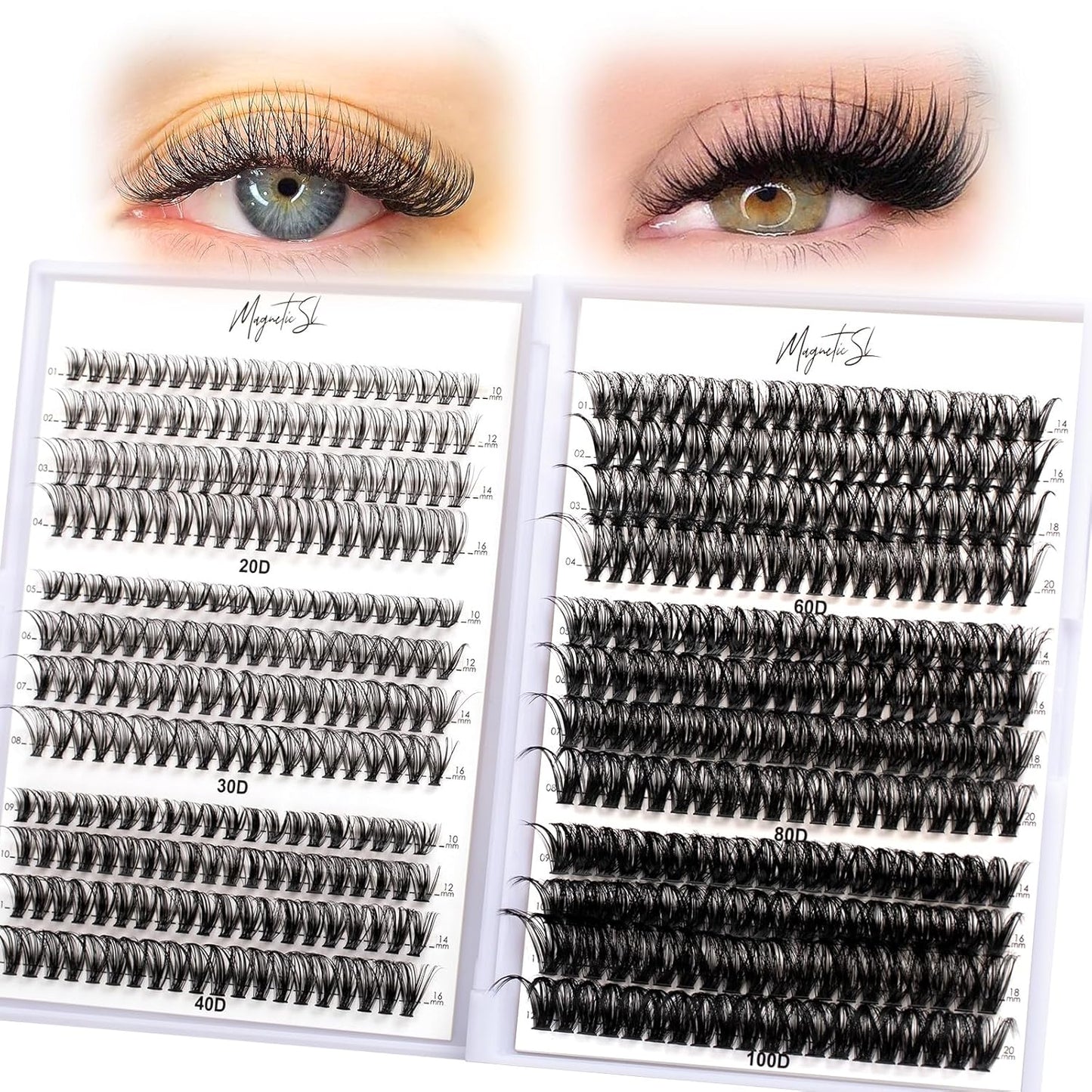 Lash Clusters DIY Lash Extensions Kit 320Pcs Individual Lashes Clusters 30D 40D D Curl Eyelash Extension Kit with Applicator and Lash Bond&Seal,Clusters Lash Glue Remover Mix 10-16Mm (30D+40D-320 KIT)