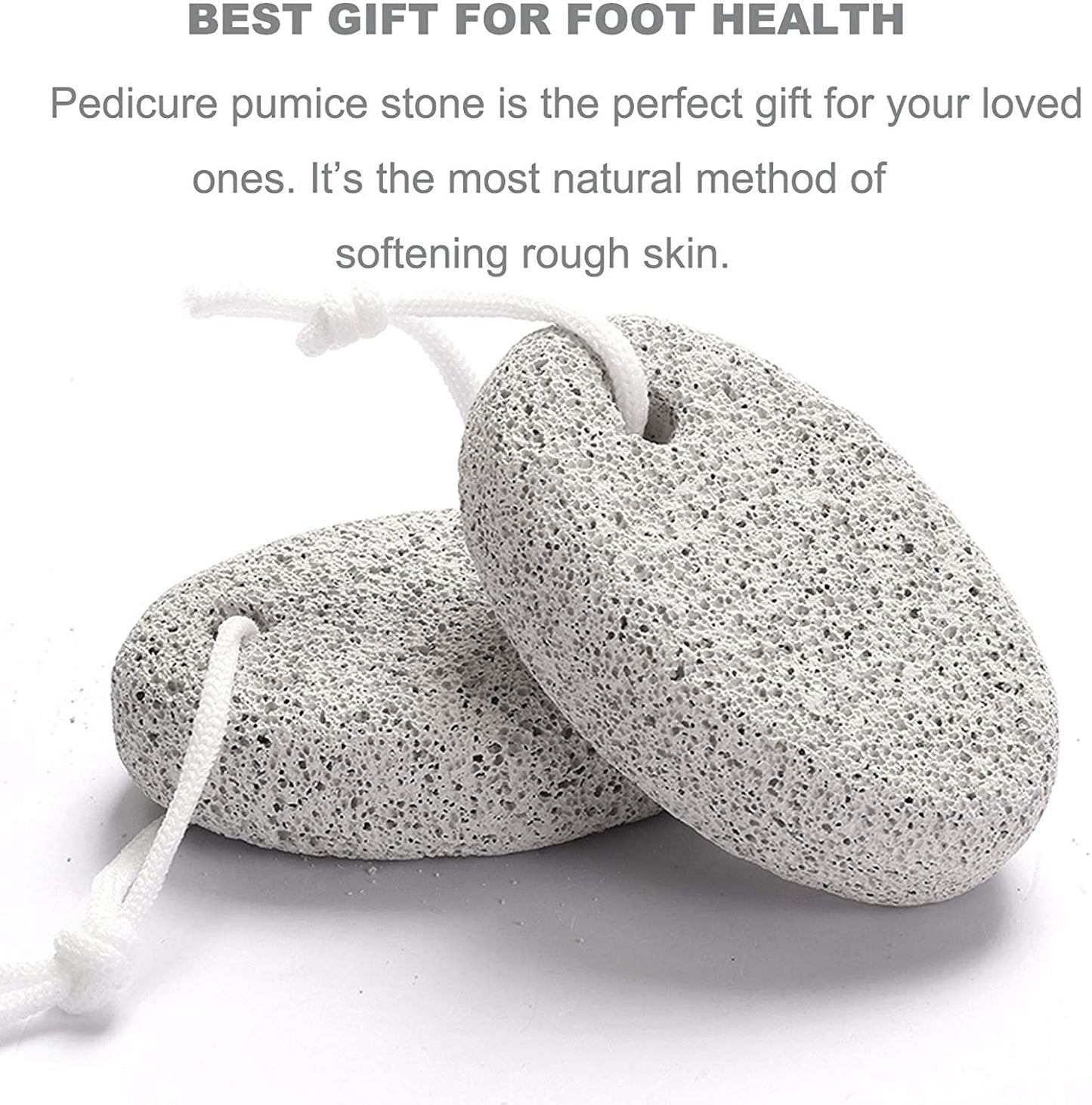 Natural Foot Pumice Stone for Feet,  2-Pack Lava Pedicure Tools Hard Skin Callus Remover for Feet and Hands - White&Red