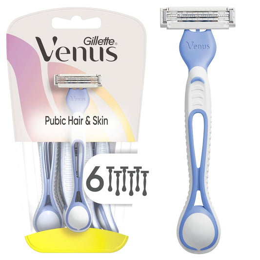 Women'S Disposable Razors for Pubic Hair and Skin, Bikini Razors for Women, 6Ct