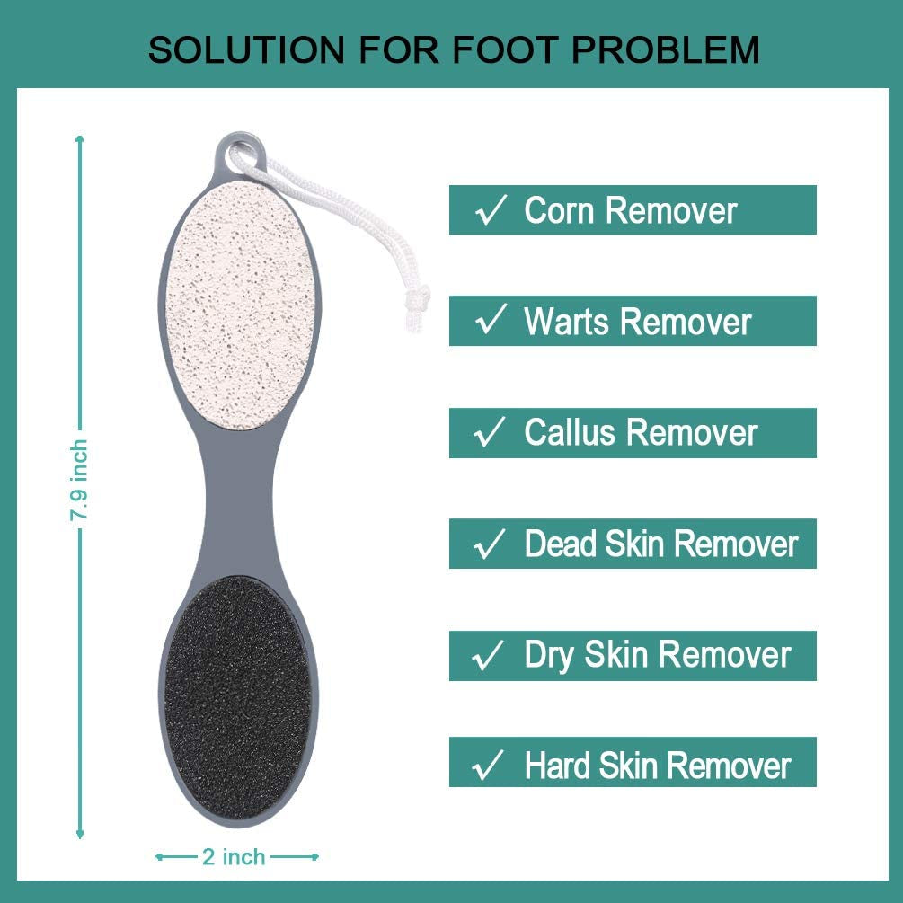 Foot File Callus Remover - Multi Purpose 4 in 1 Feet Pedicure Tools with Foot Scrubber, Pumice Stone, Foot Rasp and Sand Paper for Home Foot Care (Grey Pedicure Foot File)