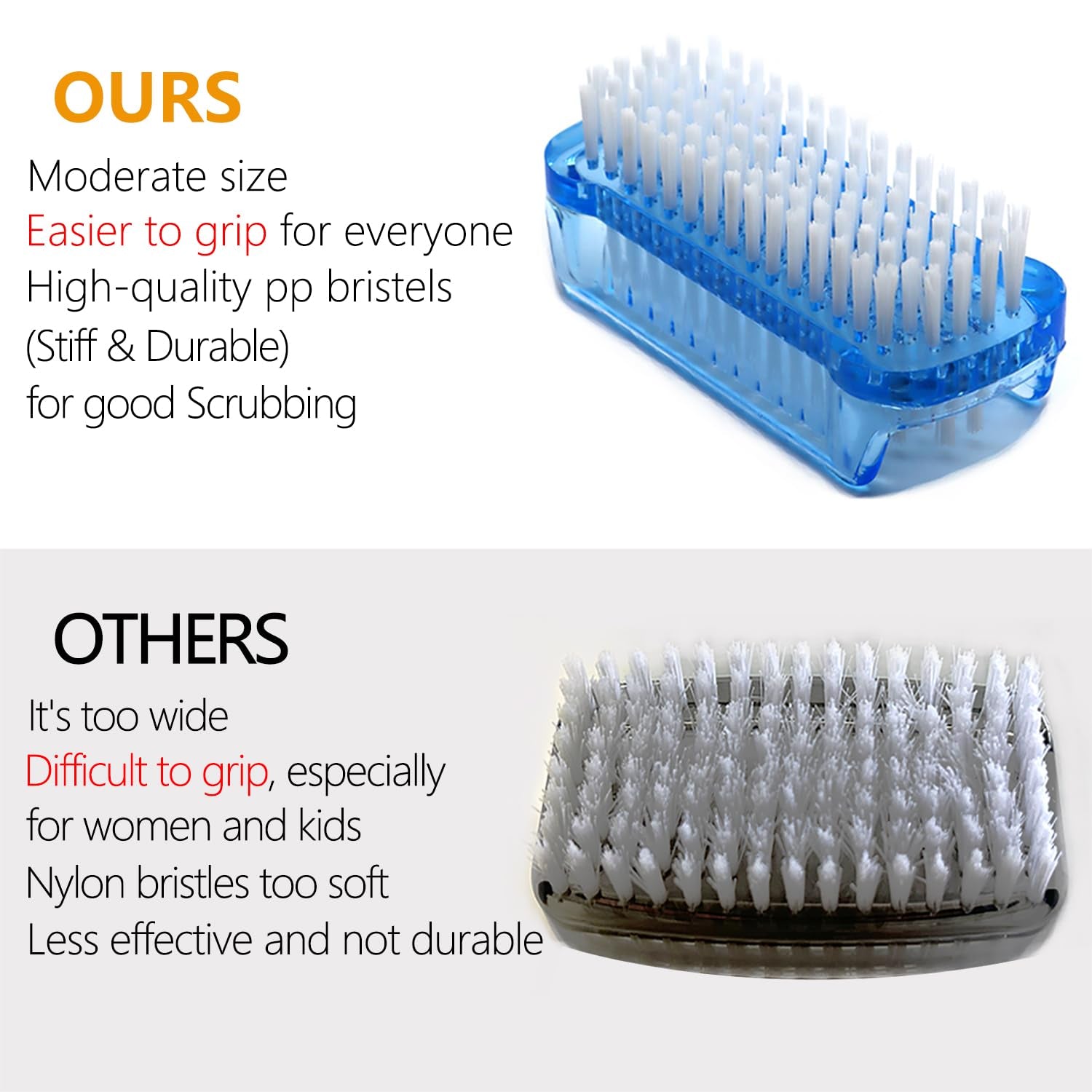 Nail Brush Two Sided Hand Fingernail Scrub Brushes Soft Stiff Bristles Scrubber Nails Toes Cleaning Brush for Men Women Kids 4 PCS