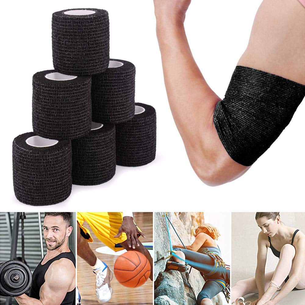 Tattoo Grip Tape Wrap Cover -  6Pcs 2" X 5 Yards Tattoo Machine Tape Cohesive Elastic Bandage Rolls Self-Adherent Tape for Grip Tube Accessories Sports Tape