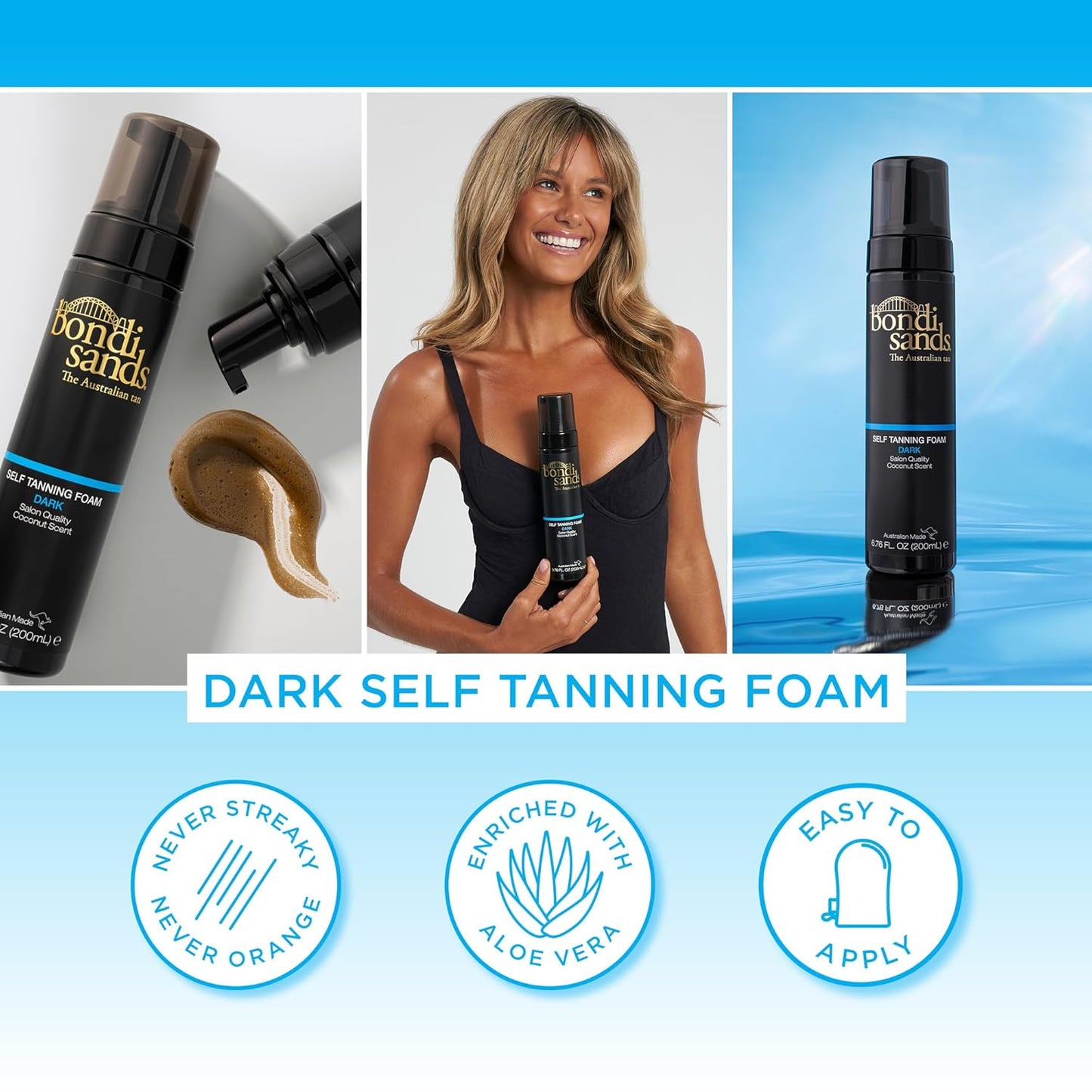 Self Tanning Foam | Lightweight, Self-Tanner Foam Enriched with Aloe Vera and Coconut Provides an Even, Streak-Free Tan