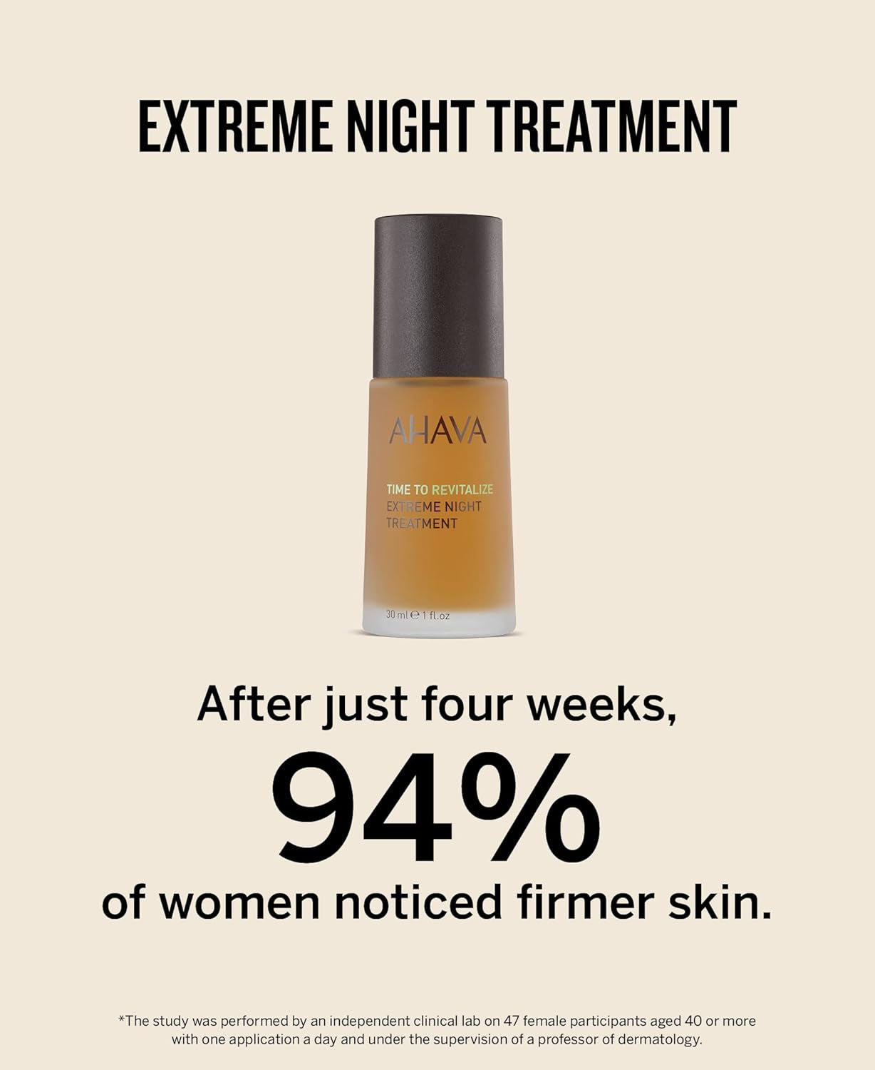 Extreme Night Treatment - Exclusive Moisturizer, Neck & Chest Cream, Smoothes Skin & Reduces Wrinkles, Enriched with Patented Extreme Complex, Dead Sea Osmoter, Peptides & Resveratrol 1 Fl.Oz