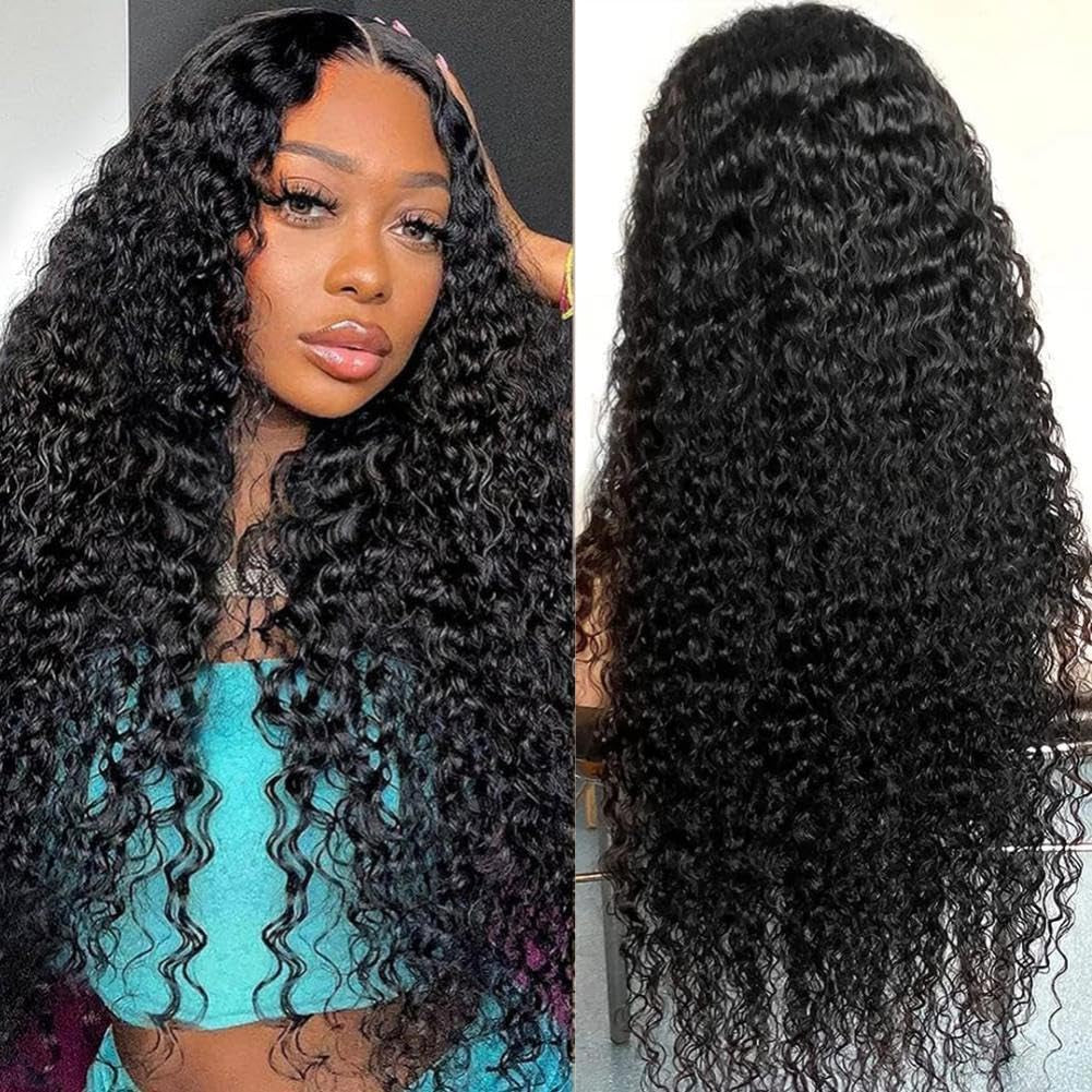 28 Inch Deep Wave Lace Front Wigs Human Hair Pre Plucked 13X4 HD Transparent Lace Frontal Wigs Human Hair 180% Density Deep Curly Glueless Wigs Human Hair for Women