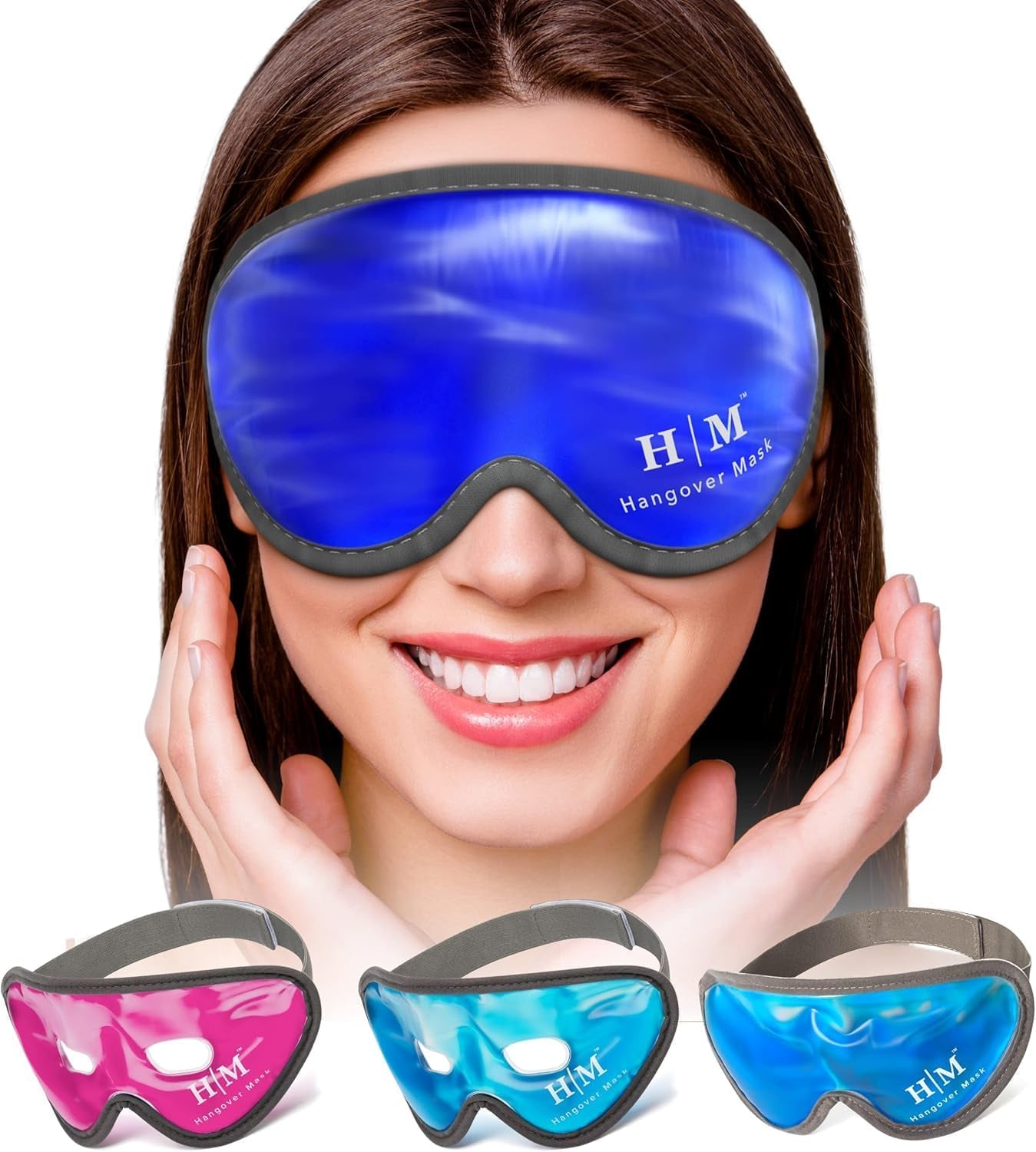 Cooling Eye Mask -HM Mask- Reusable Gel Eye Mask Cold Pack -Our Ice Eye Mask Soothes Puffy Eyes, Dark Circles & Hangovers- Relieve Your Headaches & Sinus Pain with Cold Eye Mask & Eye Gel Mask Therapy