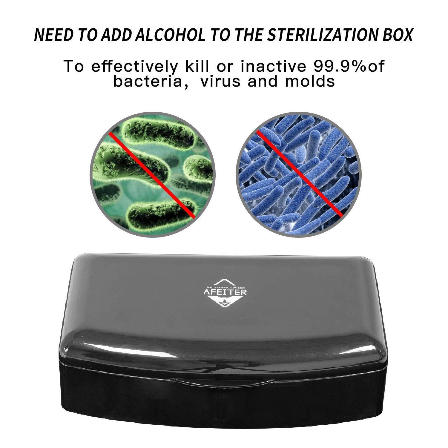 Nail Tool Sterilizer Box,Plastic Sterilizing Tray,The Disinfection Box for Nail Art Tools Is Applicable to Nail Art Tools, Tweezers, Hair Salons, Spas and Manicure Equipment-Black