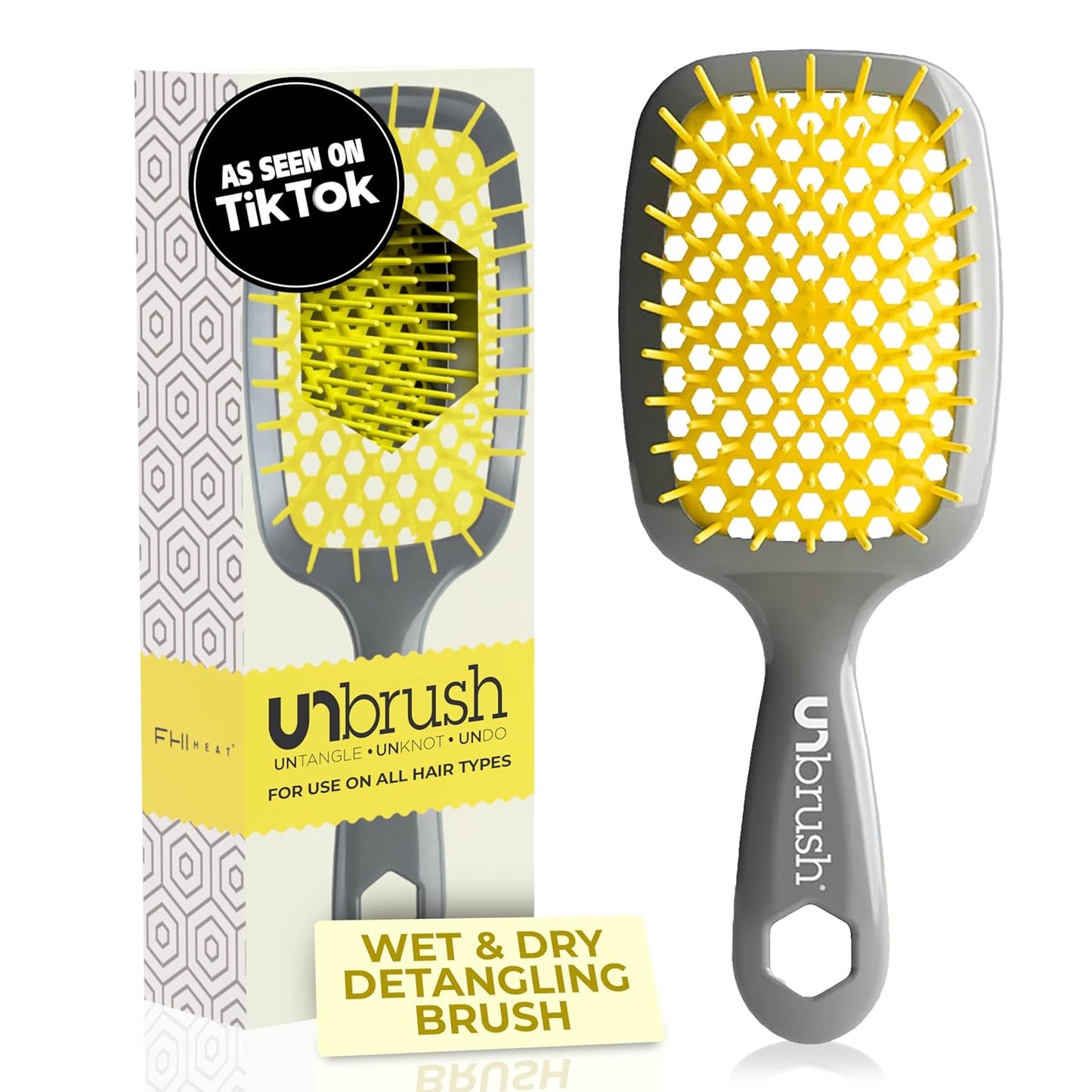 Unbrush Detangling Brush for Pain-Free Brushing on All Wet or Dry Hair Types — Durable Duoflex Anti-Static Bristles, Lightweight Handle, Vented Hair Brush