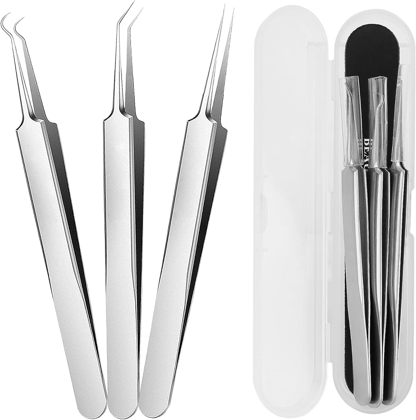 Professional Blackhead Tweezers,High Hard Stainless Steel Blackhead Remover Tweezers, Precision Pimple Popper Tool Kit, Blackhead Extractor