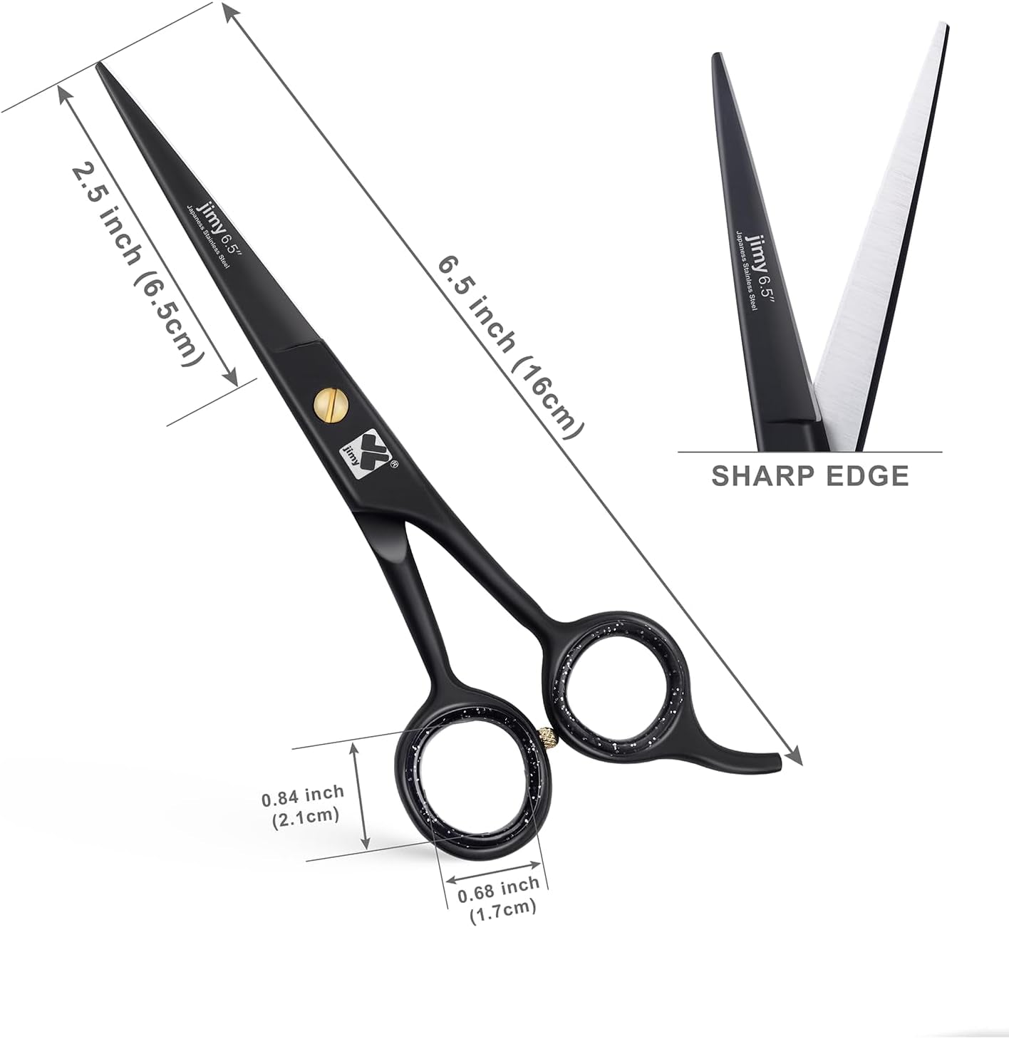 Professional Hair Cutting Shears 6.5'' Stainless Steel Sharp - Smooth Razor Edge Series Shears for Hair Cutting, Hair Cut Scissor for Women & Men and Salon (Barber Scissors)