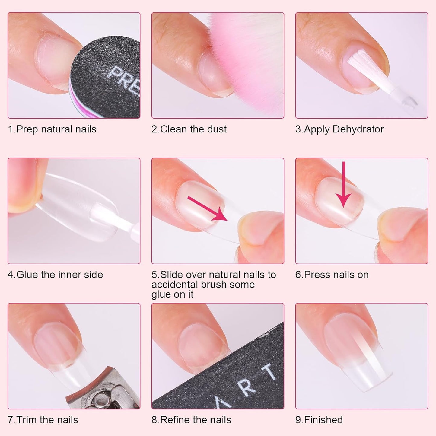 Super Strong Nail Glue for Press on Nails: Acrylic Nail Tips-Fake Nails-Salon Quality Brush on Nail Glue-Easy Application Durable & Long-Lasting Glue False Nails