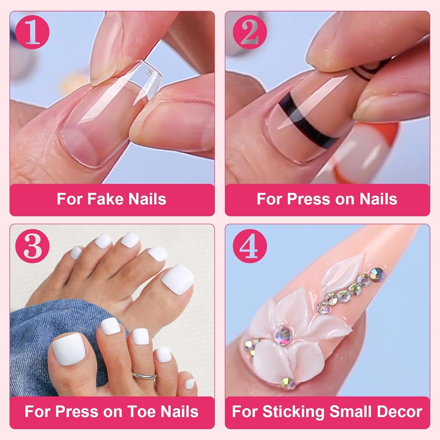 Super Strong Nail Glue for Press on Nails: Acrylic Nail Tips-Fake Nails-Salon Quality Brush on Nail Glue-Easy Application Durable & Long-Lasting Glue False Nails