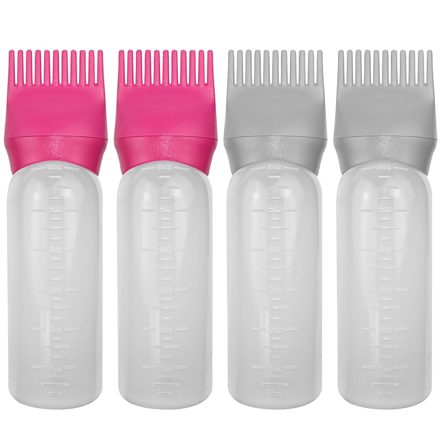 4PCS Hair Oiler Comb Bottle, Root Applicator for Scalp Oil and Hair Oiling, 6Oz (Pink, Purple, White, Black)