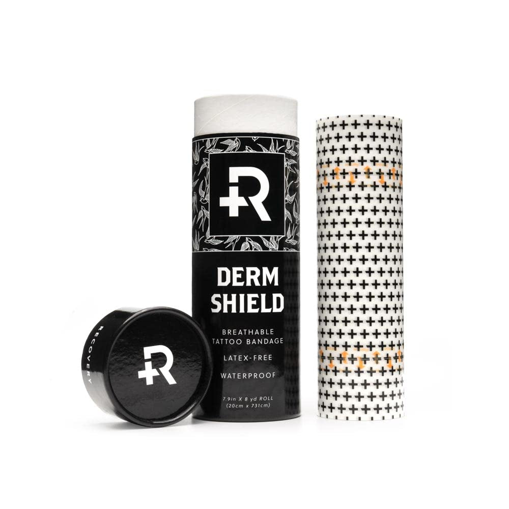 Recovery Derm Shield Tattoo Aftercare Bandage Roll - Transparent, Waterproof Adhesive Bandages - 7.9 Inches X 8 Yards