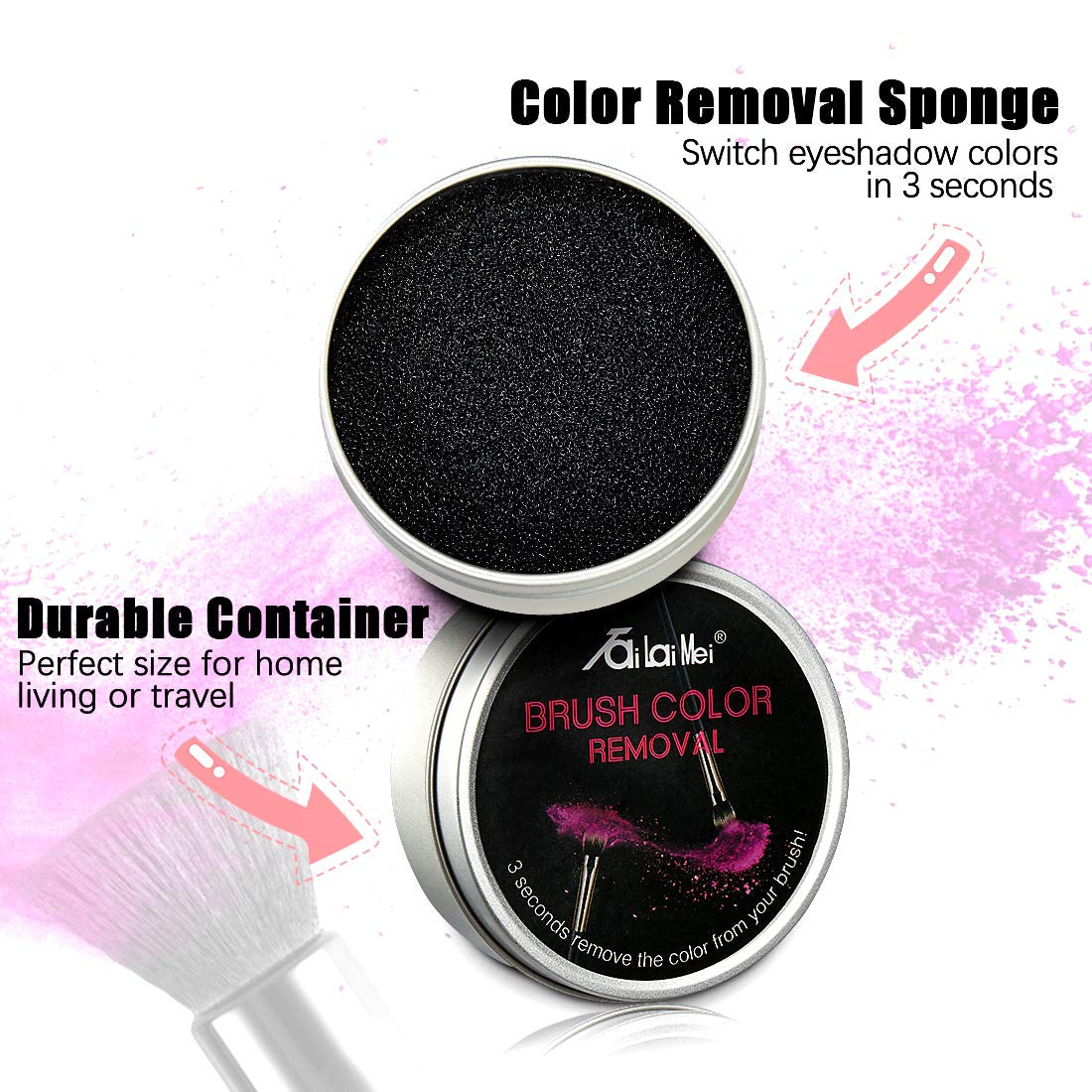 2 Pack Color Removal Cleaner Sponge, Quickly & Easily Clean Makeup Brushes Powder without Water or Chemical Solutions Eliminating Drying Time - Switch Eyeshadow Colored Immediately