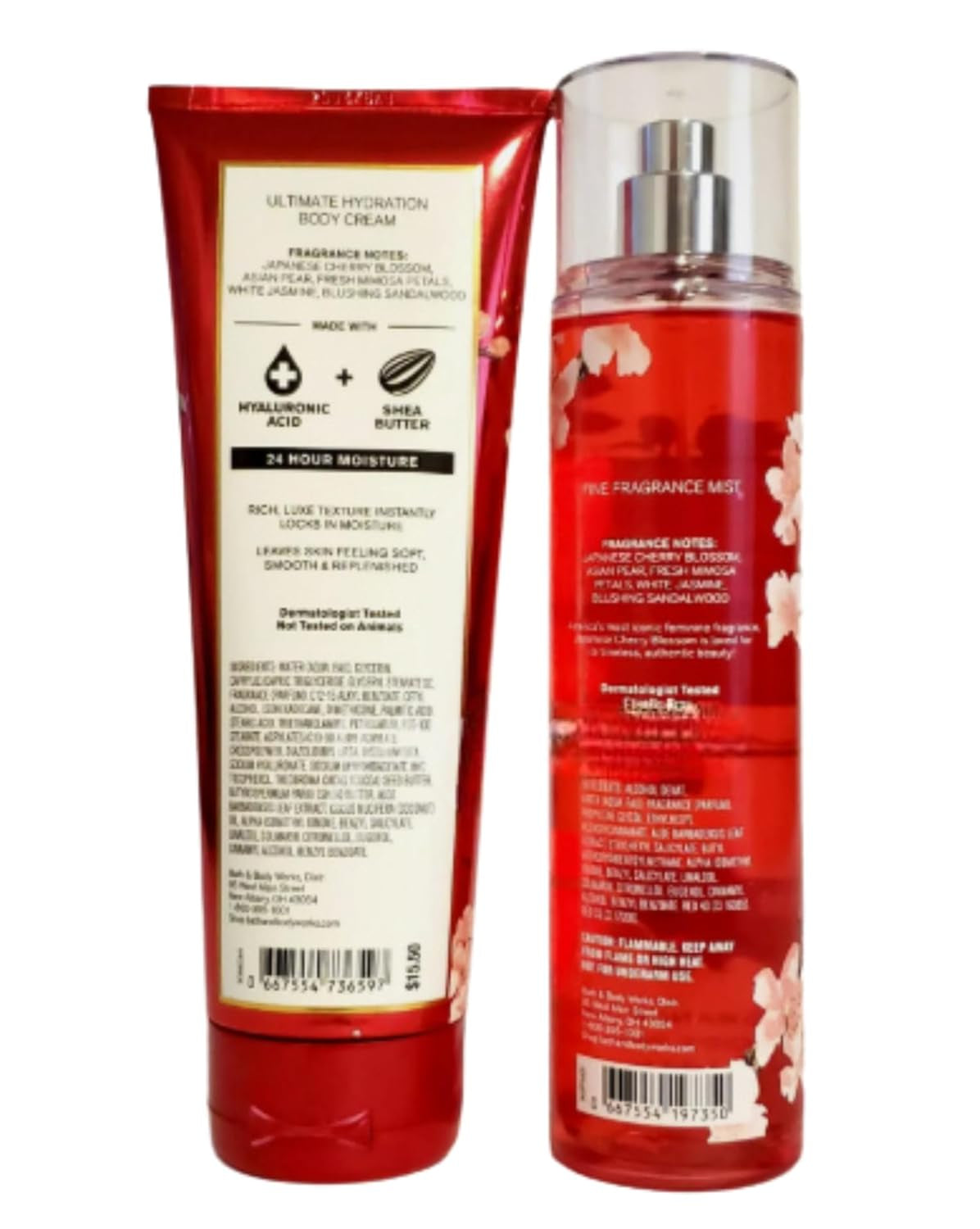 Fine Fragrance Mist & Ultra Shea Body Cream Japanese Cherry Blossom 2 Piece Set Full Size 8Oz.