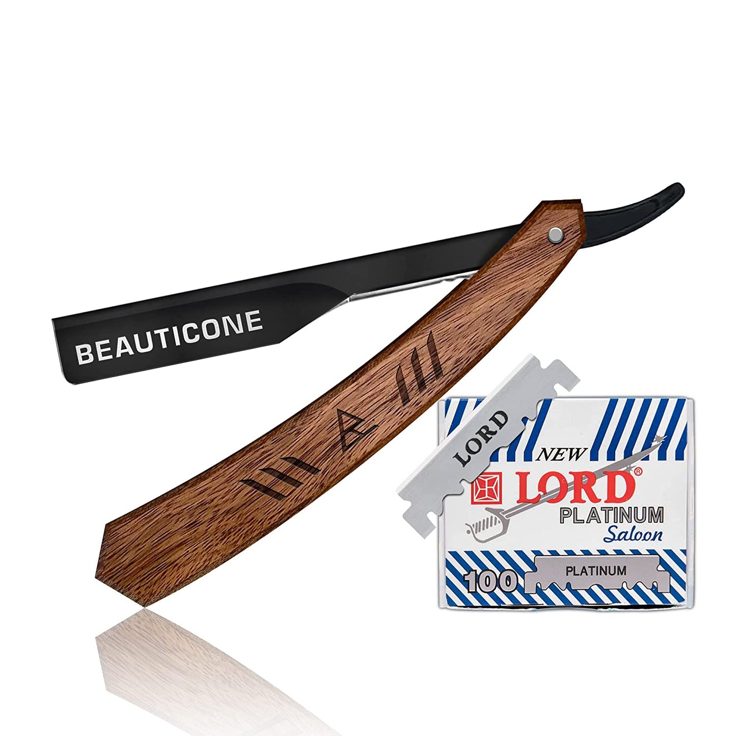 Straight Razor for Men, Professional Barber Razor with 100 Single Edge Blades, Straight Edge Single Blade Razors for Men, (Rose Wooden Slide-Out)