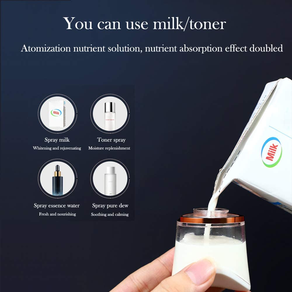 Nano Facial Mister with Skin Analyzer Moisture Tester,  Portable Mini Cool Face Mist Steamer with USB, Handy Facial Sprayer for Eyelash Extensions, Face Moisturizing,Hydration Refreshing